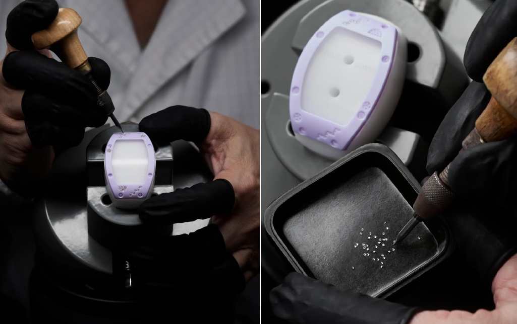 Fotos do processo meticuloso de relógio richard mille que justifica preço elevado.