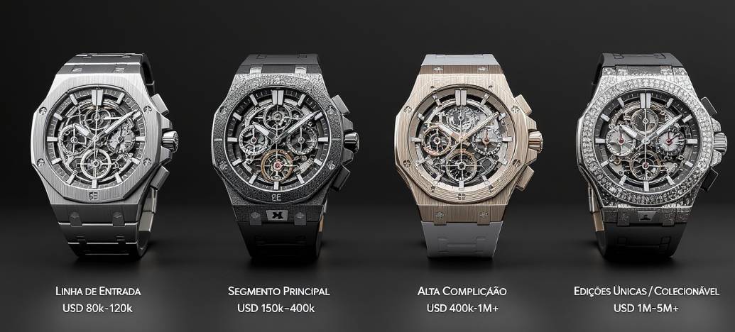 Foto das faixas de preço de relógio richard mille original de acordo com categoria.