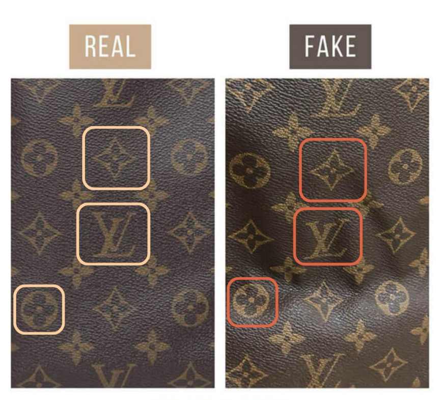 Detalhe do canvas Monogram da bolsa Louis Vuitton Alma original com padronagem alinhada