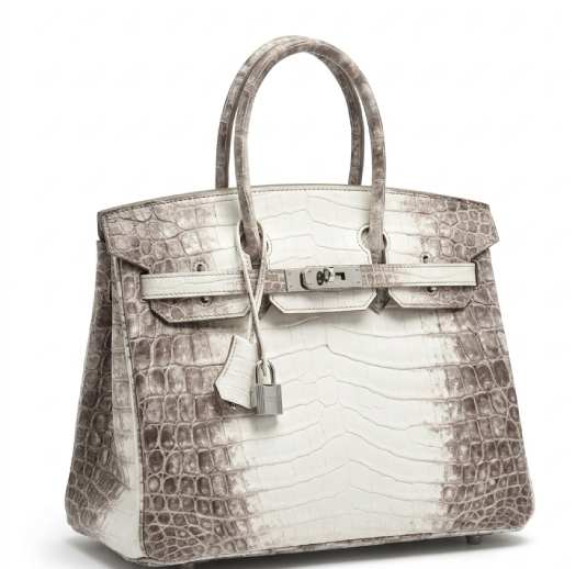 Foto da bolsa birkin mais cara do mundo, Himalayan Crocodile, feita com couro exótico.