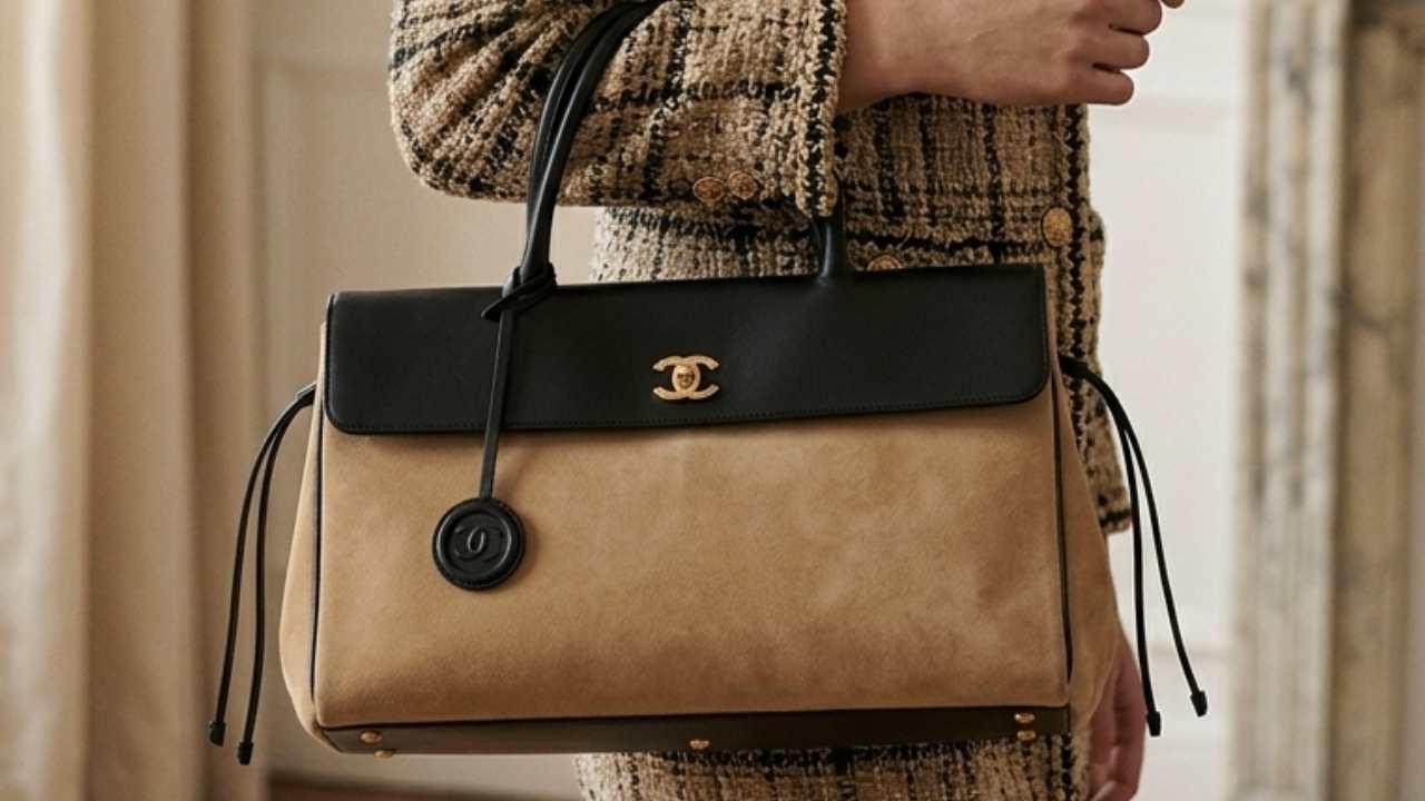 bolsa chanel 26a em suede coleção metiers d'art de matthieu blazy,
