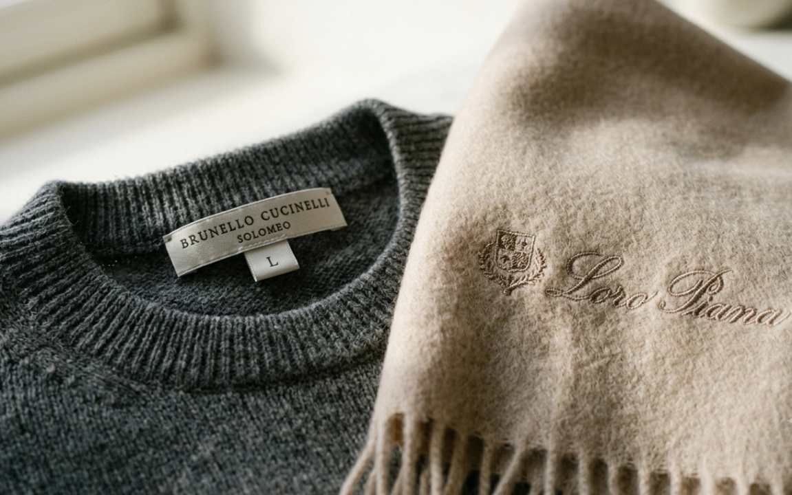 Comparativo de peças de cashmere de Brunello Cucinelli vs Loro Piana.