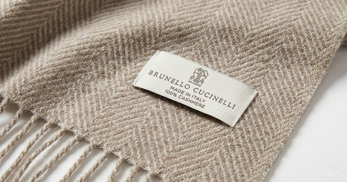 Detalhes das fibras da pashmina (cashmere) da marca de luxo italiana Bruncello Cucinelli.