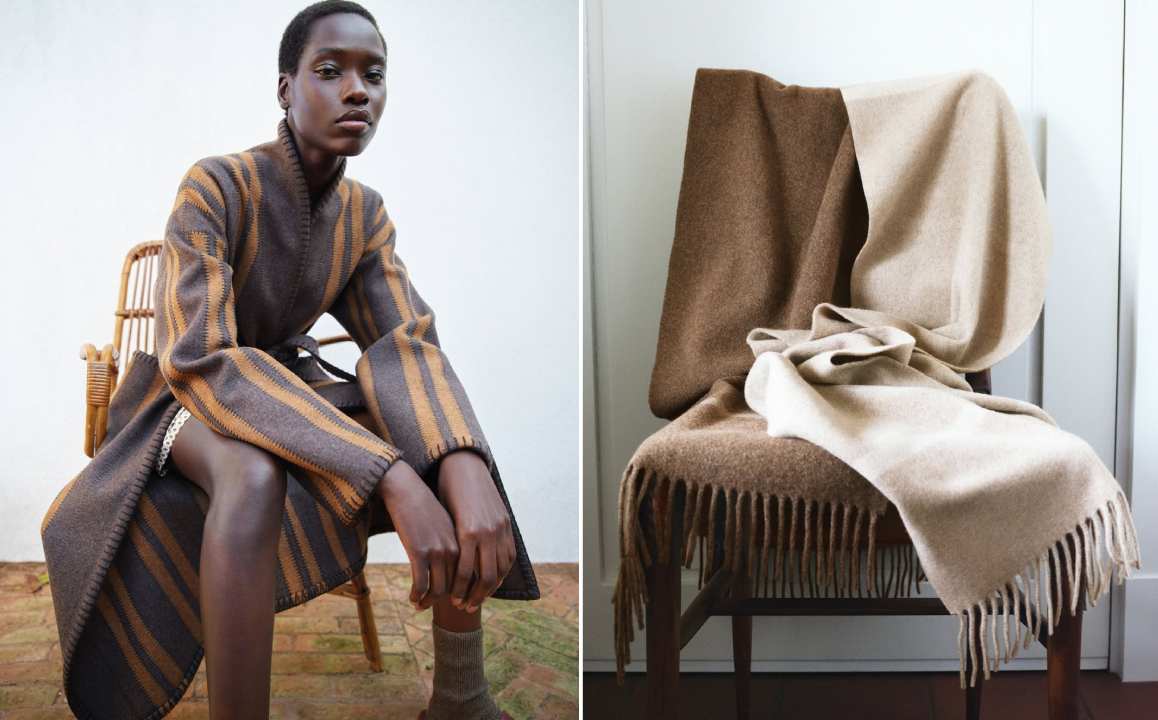 Foto de pashmina e casaco de cashmere da Loro Piana.
