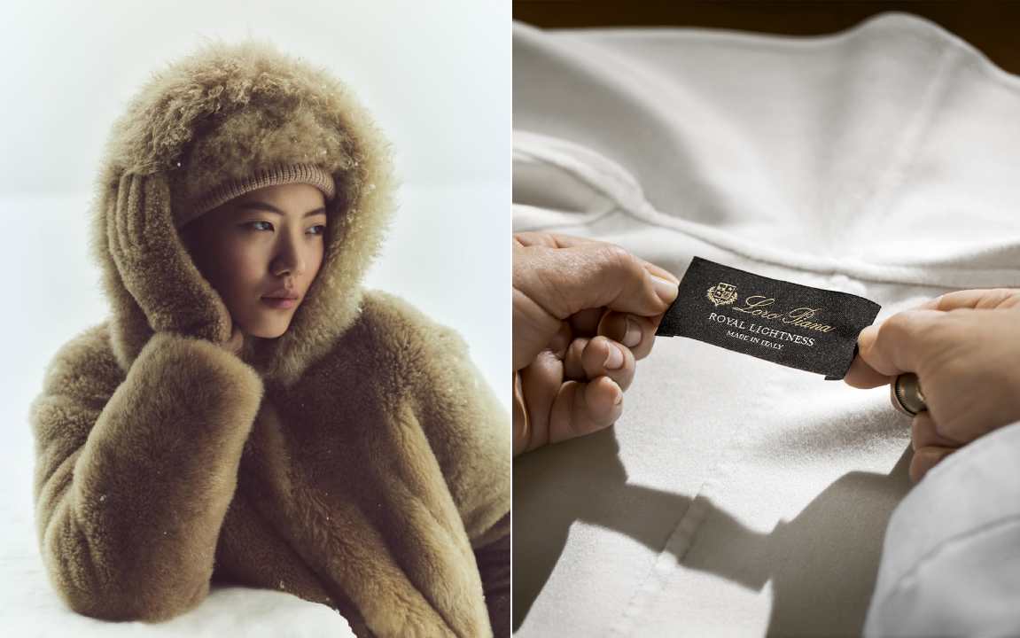 peças de caxemira Loro Piana, marca italiana de luxo