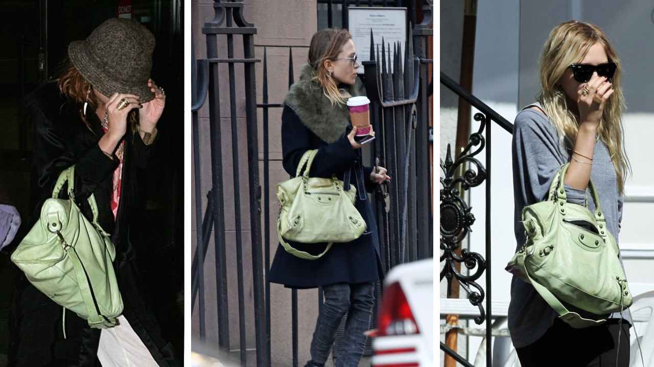 Mary Kate Olsen com a bolsa balenciaga city.