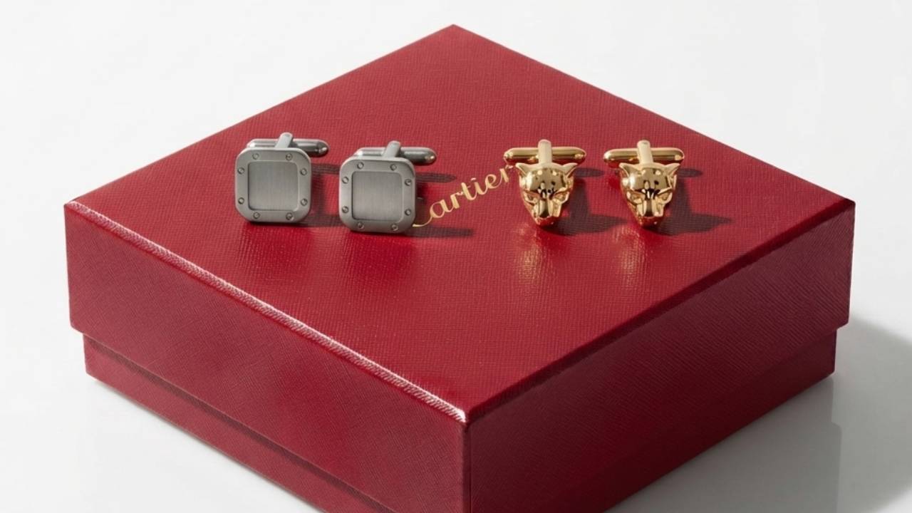 abotoaduras para terno da Cartier.