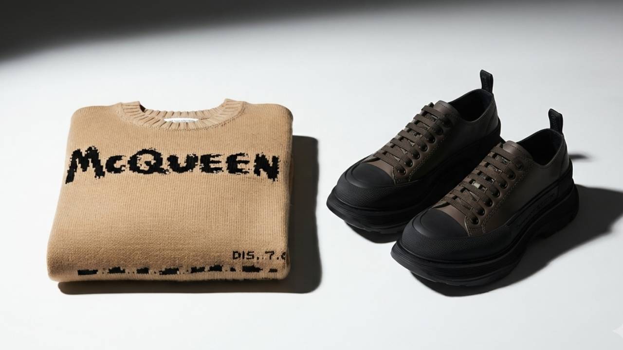 Peças masculinas da marca britânica Alexander Mcqueen para presentes dia dos pais 2026.