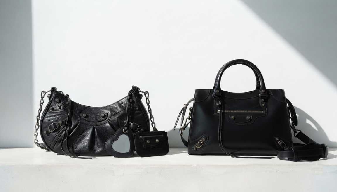Bolsa le cagole da balenciaga ao lado da le city comparação de valorização.