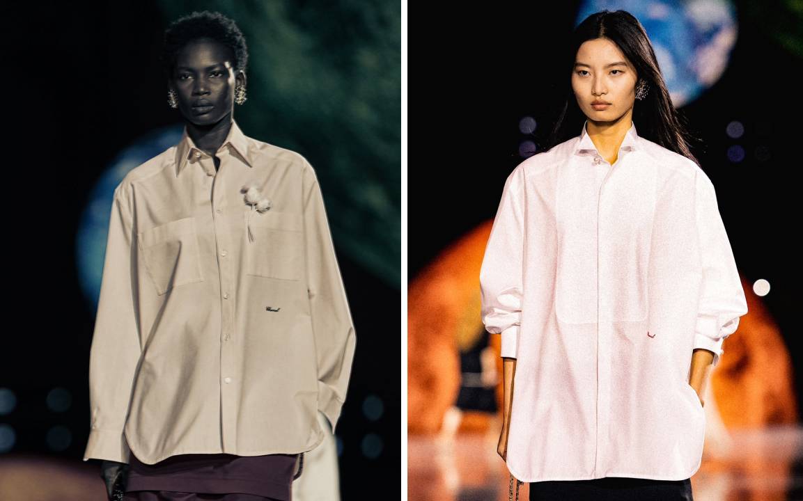 Desfile Chanel Matthieu Blazy com camisas feitas pela chervet.