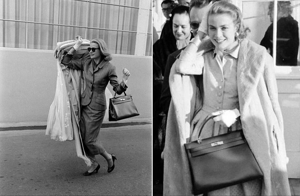 Grace Kelly com a icônica bolsa Kelly da Hermès.