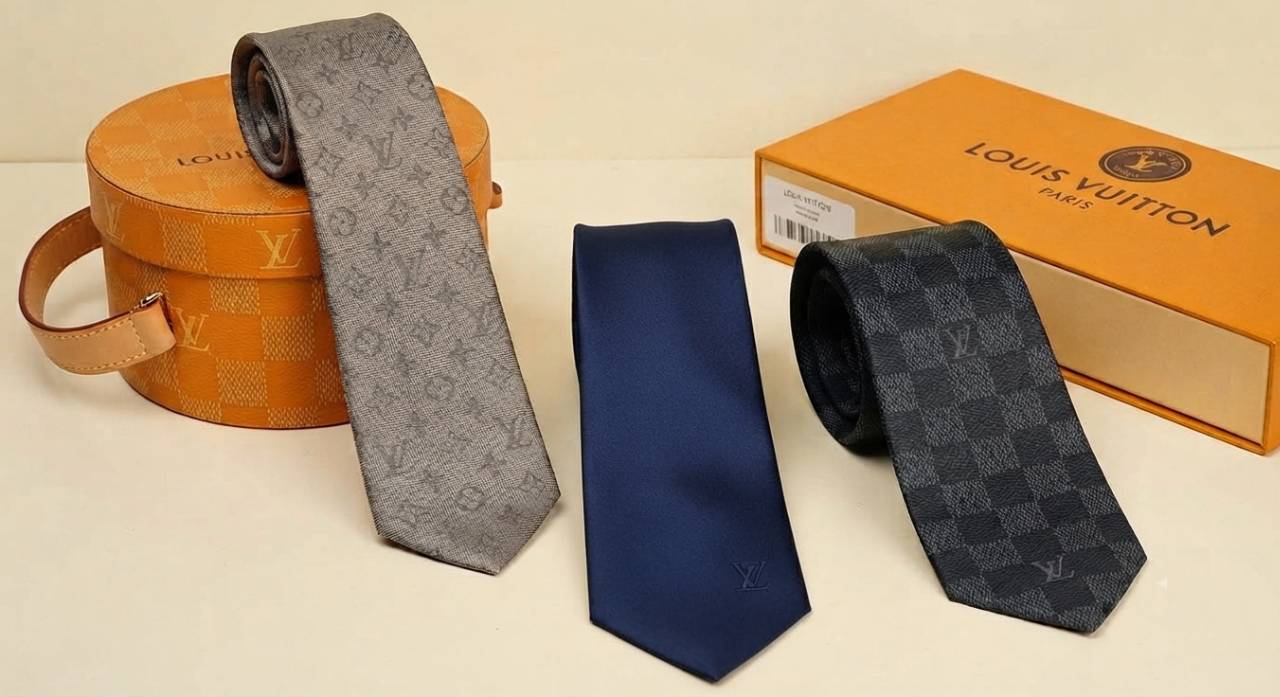 Gravatas seminovas da Louis Vuitton com embalagens originais.