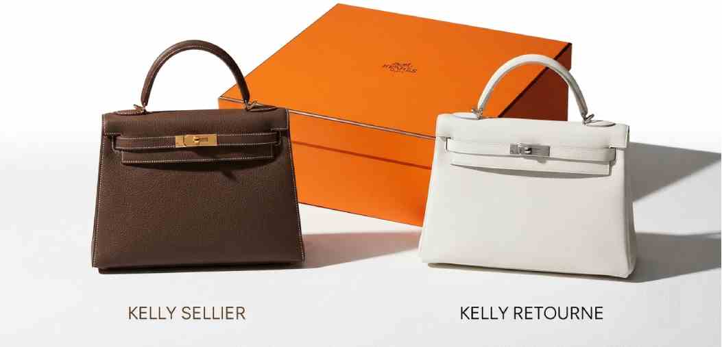 Kelly Sellier ao lado da Kelly Retourne da Hermès.