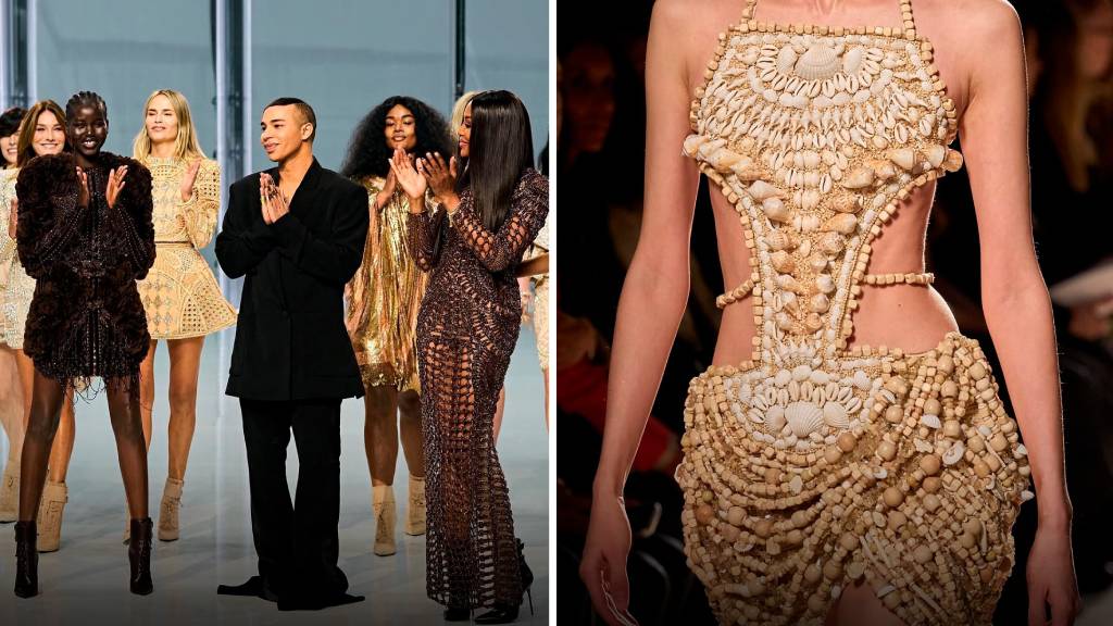 Fotos de desfiles da era Olivier na Balmain.