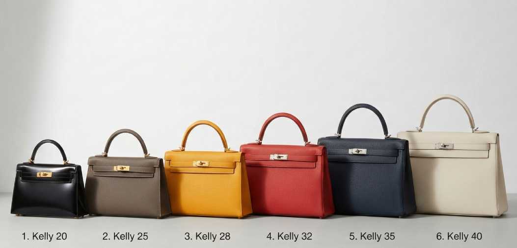 Todos os tamanhos de bolsas kelly disponíveis em 2026.