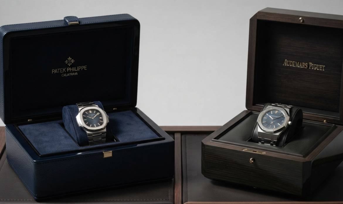 Relógios masculinos seminovos com caixa das marcas patek philippe e audemars piguet.