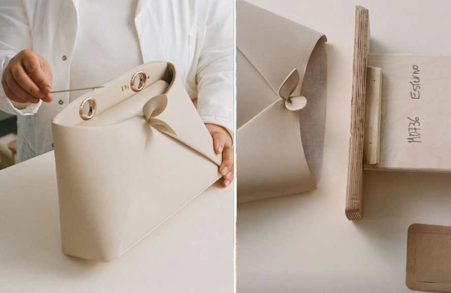 Artesão montando a bolsa Dior Cigale.