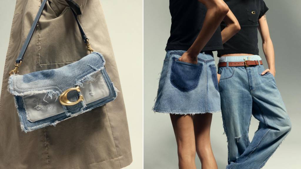 Bolsa Tabby e jeans da linha linha Coach Repurposed com técnica de upcycling.