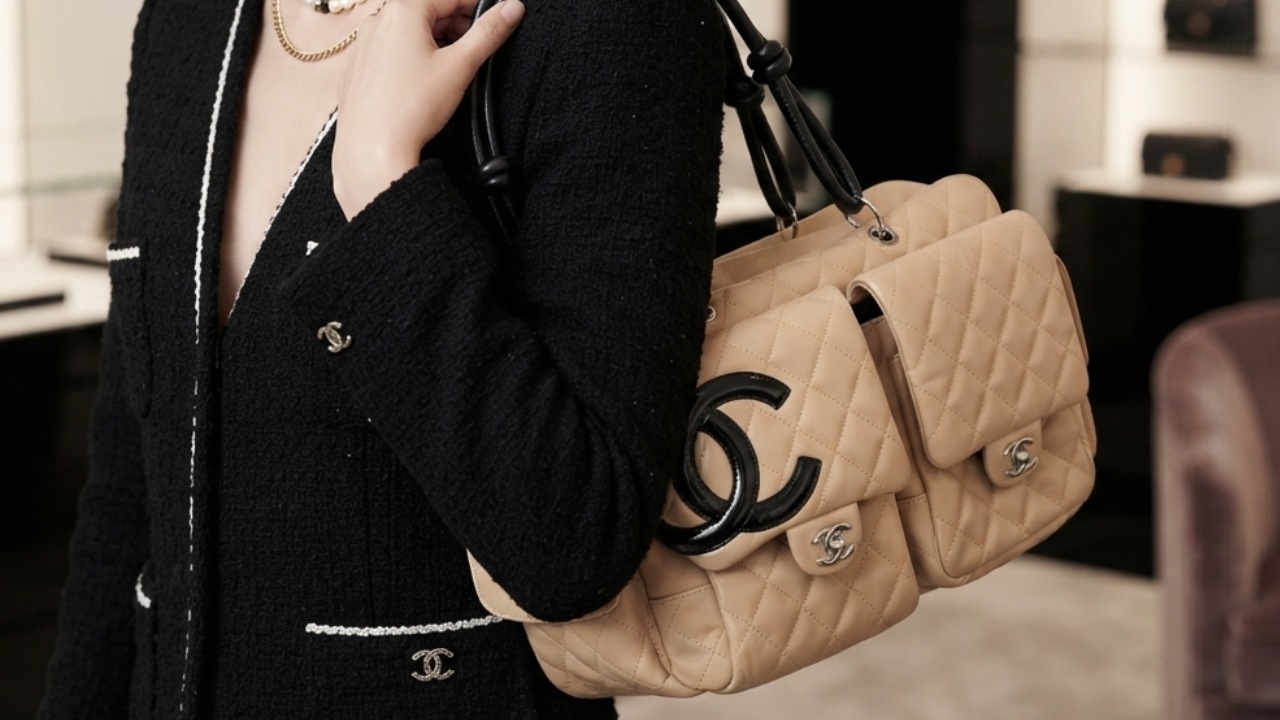 Foto de bolsa Chanel Cambon vintage que volto na moda em 2026.